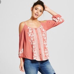 Orange cold shoulder style blouse size L